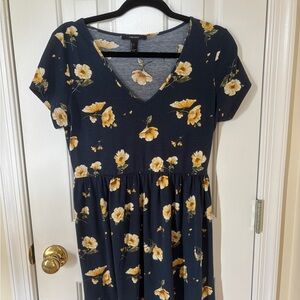 Forever 21 Blue and Yellow Midi Dress